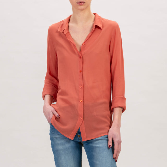 Zeroassoluto-Camicia georgette in viscosa - rame