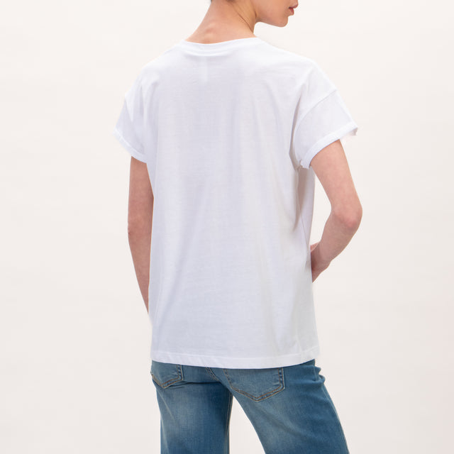 Tensione in- T-shirt TOPOLINO con strass - Bianco