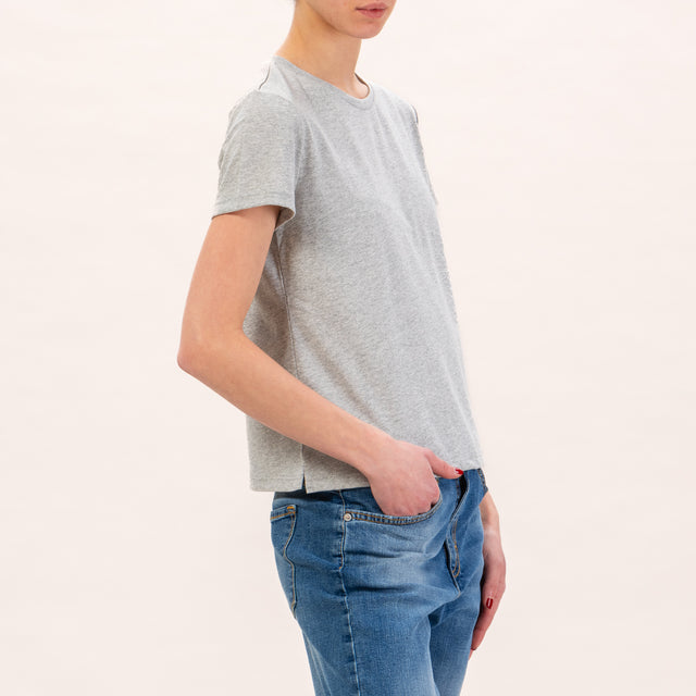 Zeroassoluto-T-shirt half sleeve side slits - grey melange