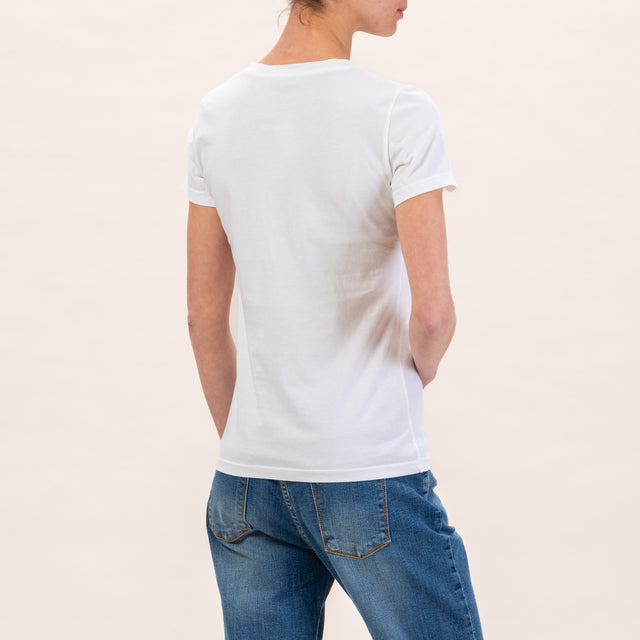 Zeroassoluto-Slimfit Half Sleeve T-Shirt - White