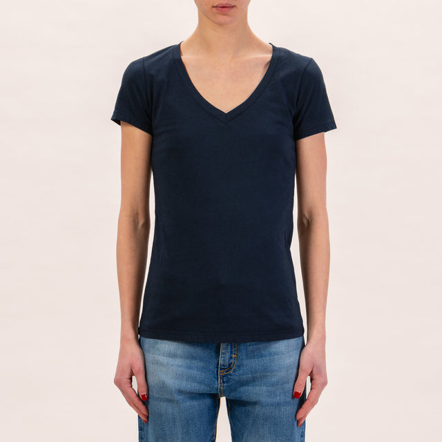 Zeroassoluto-Slimfit V-neck T-shirt - blue