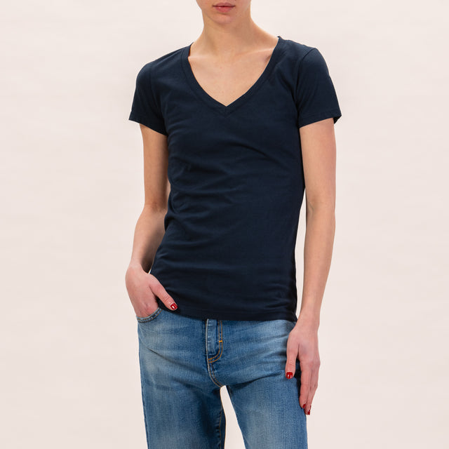 Zeroassoluto-Slimfit V-neck T-shirt - blue