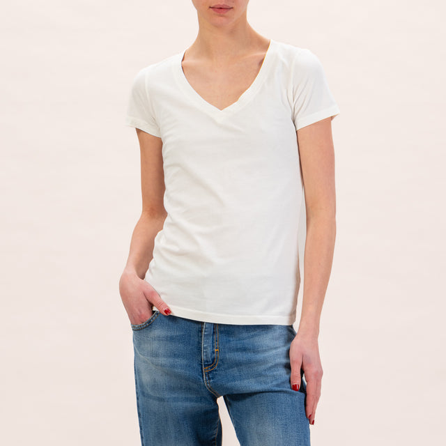 Zeroassoluto-Slimfit V-Neck T-Shirt - Butter