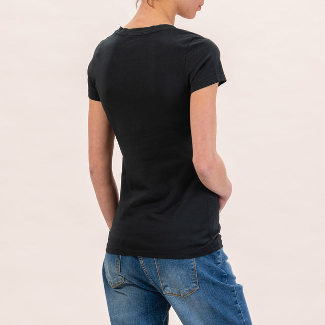 Zeroassoluto-T-shirt slimfit scollo v - nero