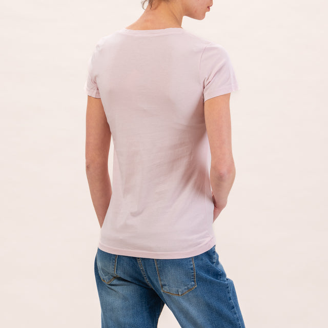 Zeroassoluto-Slimfit V-neck T-shirt - pink