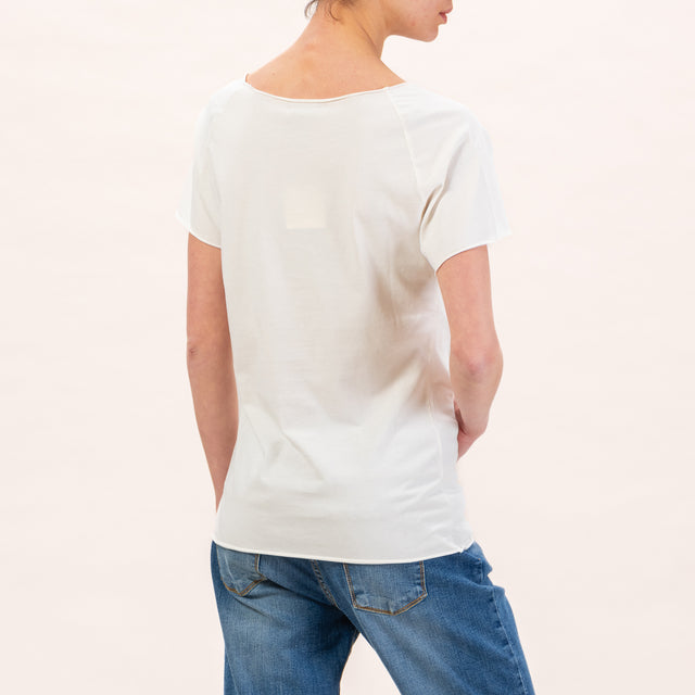 Zeroassoluto-Raw cut T-shirt - butter