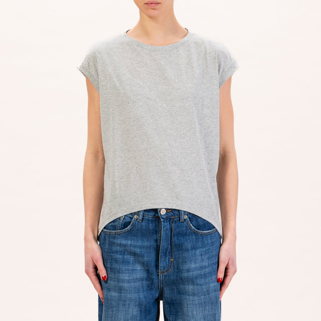 Zeroassoluto-T-shirt with rounded front box - melange grey