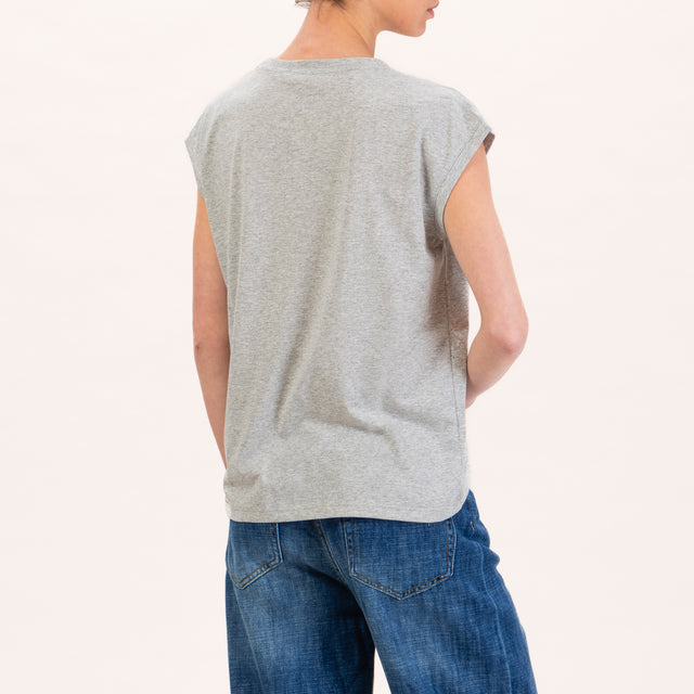 Zeroassoluto-T-shirt with rounded front box - melange grey