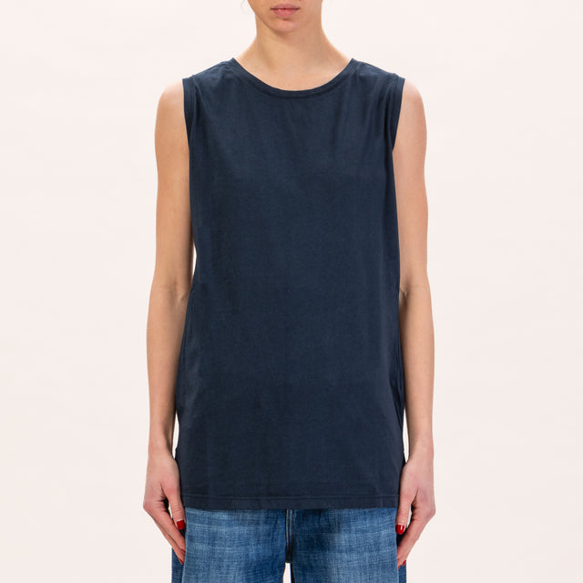 Zeroassoluto-Long tank top with slits - blue