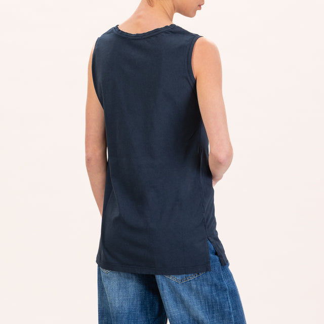 Zeroassoluto-Long tank top with slits - blue