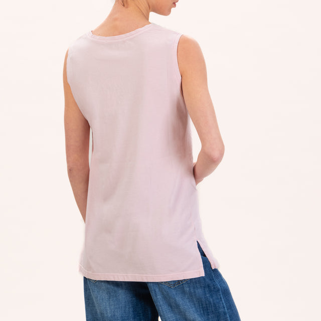 Zeroassoluto-Long tank top with slits - pink