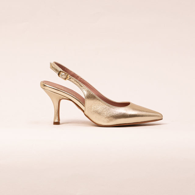 Divine follie-Slingback laminata con tacco - platino