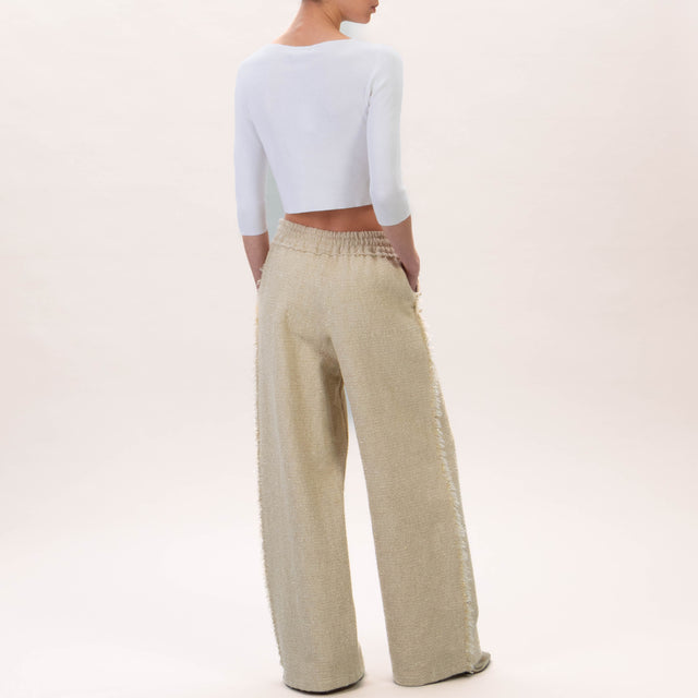 Tensione in-Pantalone bouclé lurex con coulisse - sand/oro