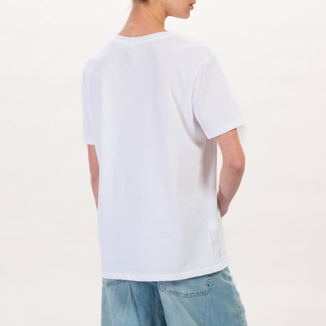 Tensione in-T-shirt con scritta - latte/oro