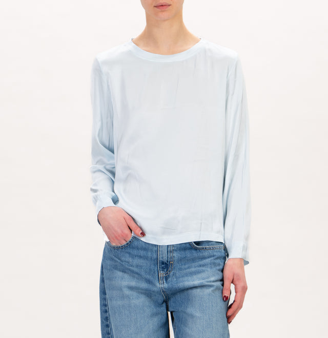 Zeroassoluto-Blusa in satin elasticizzata - cielo