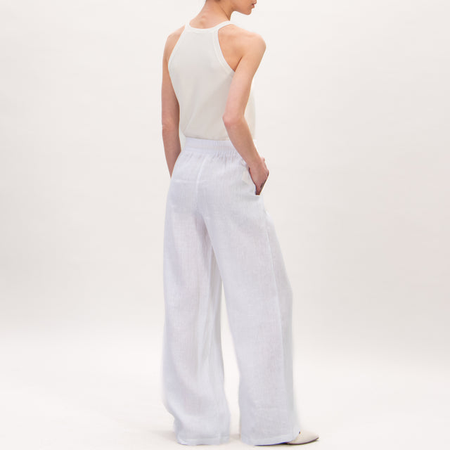 Tensione in-Pantalone elastico in lino - bianco