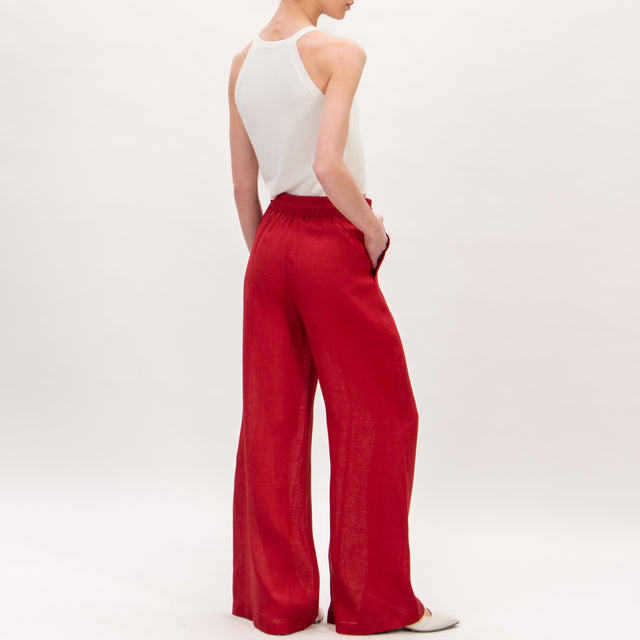 Tensione in-Pantalone elastico in lino - rosso