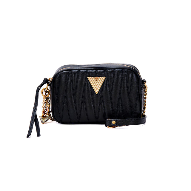 Vicolo-SOHO Quilted Leather Shoulder Bag - Black