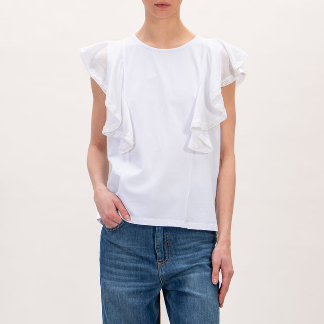 Kontatto-T-shirt manica rouches - Bianco