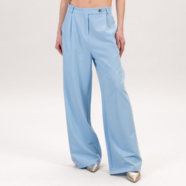 Zeroassoluto-Pantalone BALY wide leg 1 pinces - cielo