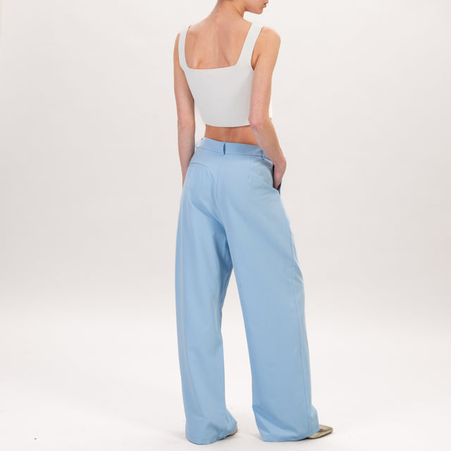 Zeroassoluto-Pantalone BALY wide leg 1 pinces - cielo