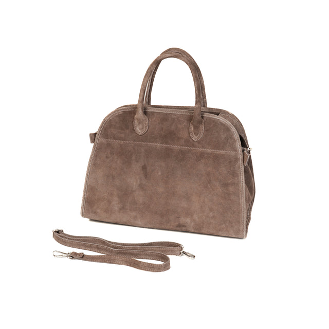 W by white mood-Maxi bag genuine leather scamoscia - taupe