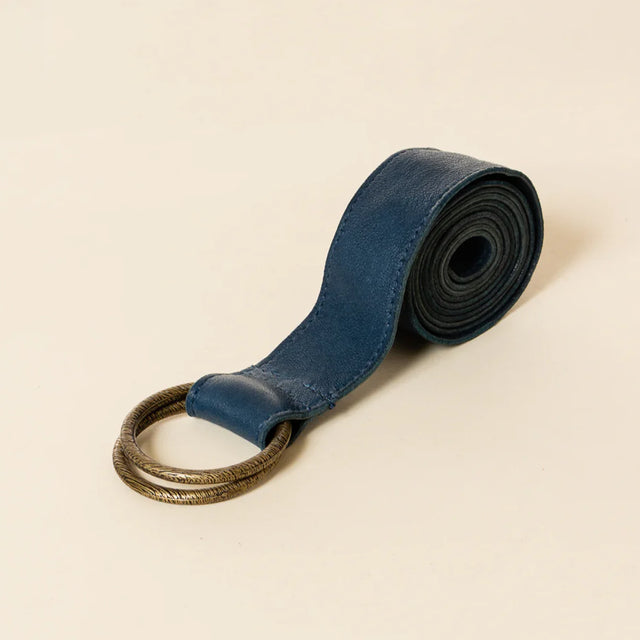 Zeroassoluto-Cintura doppio anello wax grease washed - Blu