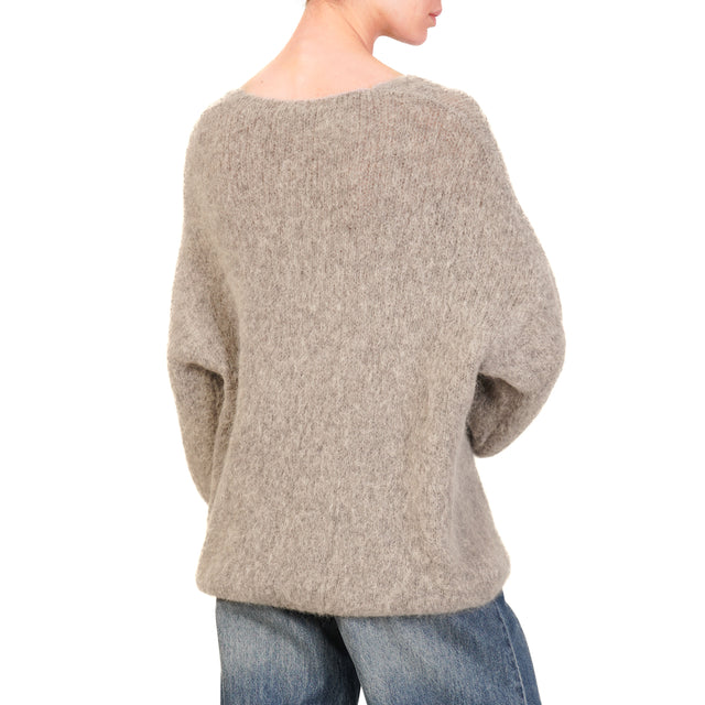 Zeroassoluto-Maglia scollo v baby alpaca - stone