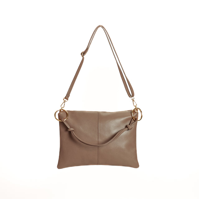 W by Whitemood-Leather shoulder bag - taupe