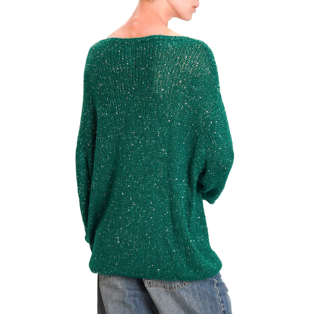 Tensione in-Maglia mohair micro paillettes - VERDE