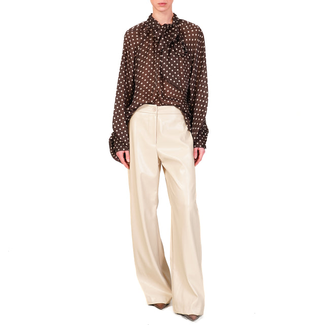 Haveone-Pantalone similpelle elastico dietro - sand