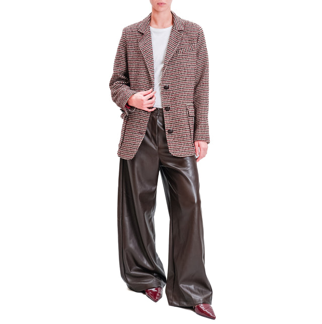 Tensione in-Pantalone GIUSI wide leg similpelle - caffe'