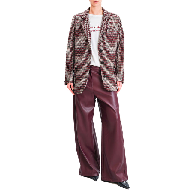 Tensione in-Pantalone GIUSI wide leg similpelle - Bordeaux