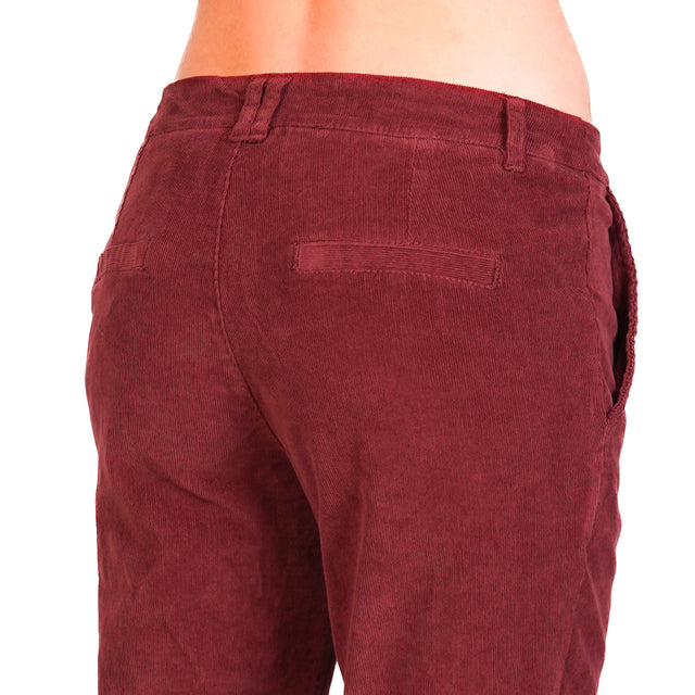 Zeroassoluto-Pantalone LOIS chino velluto millerighe elasticizzato - vino