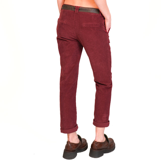 Zeroassoluto-LOIS chino trousers in stretch corduroy - wine