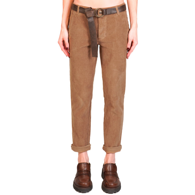 Zeroassoluto-LOIS chino trousers in stretch corduroy - camel