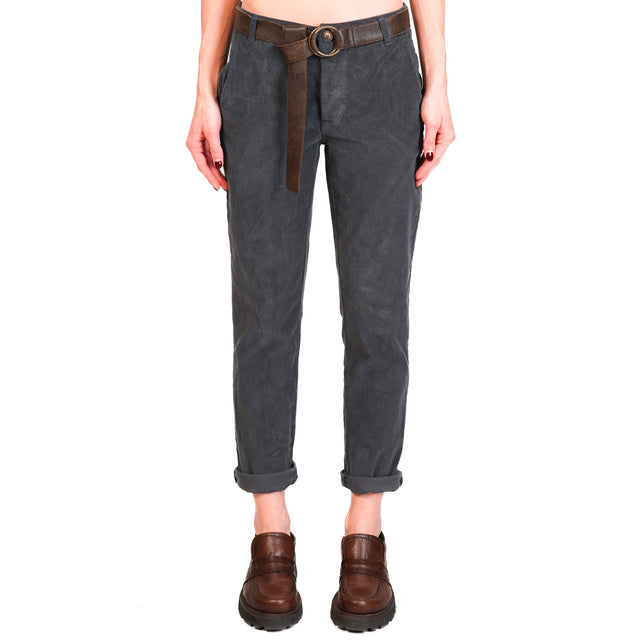 Zeroassoluto-LOIS chino trousers in stretch corduroy - lead