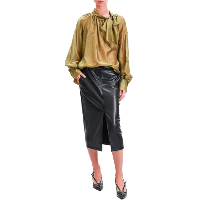 Tension in-Blouse muslin balloon sleeve - military