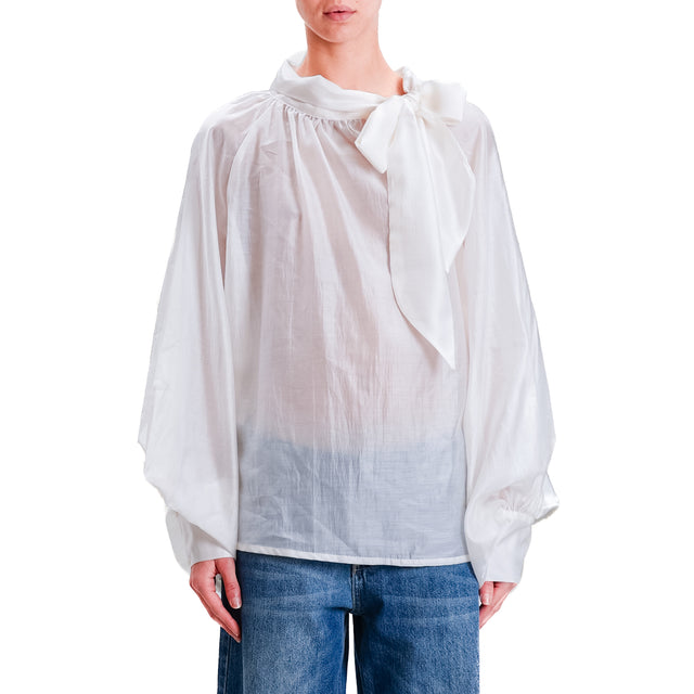 Tension in-Blouse muslin balloon sleeve - cream