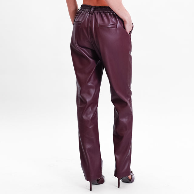 Tensione in-Pantalone similpelle elastico dietro - Bordeaux