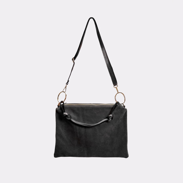 W by Whitemood-Borsa a spalla in pelle scamosciato - nero