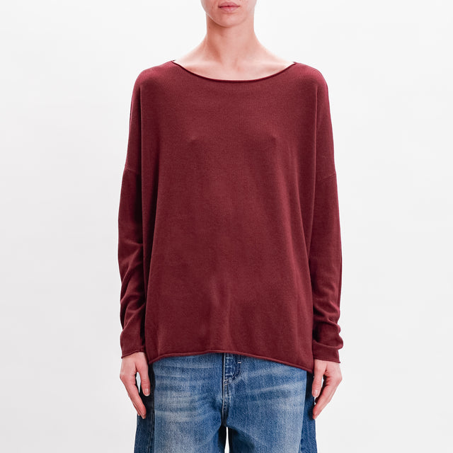 Zeroassoluto-Maglia stondata oversize - vino