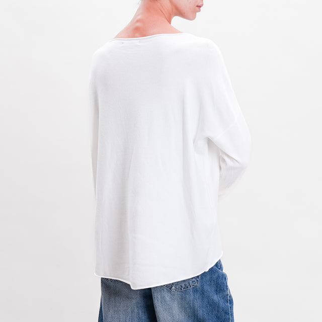 Zeroassoluto-Maglia stondata oversize - latte