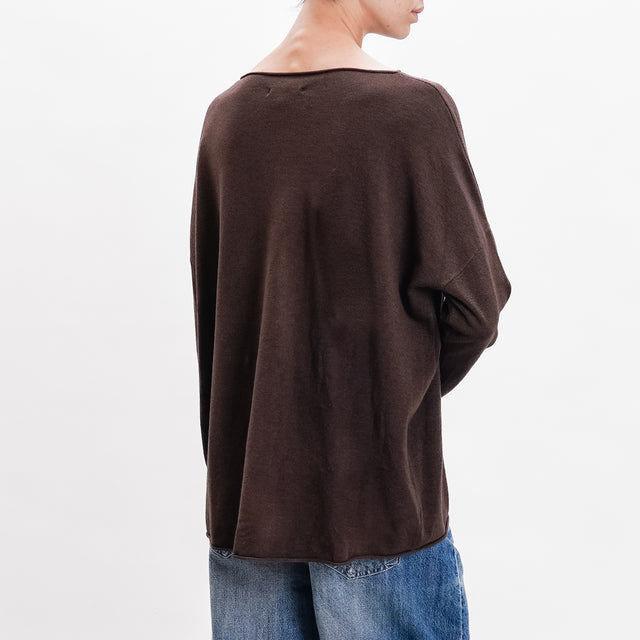 Zeroassoluto-Maglia stondata oversize - cioccolato