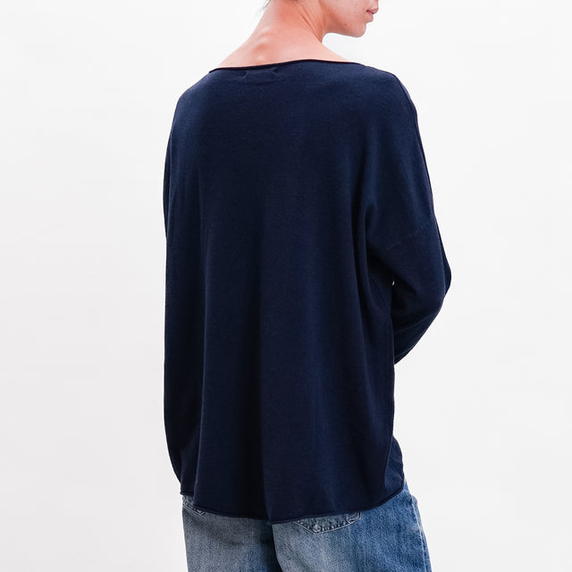 Zeroassoluto-Maglia stondata oversize - blu