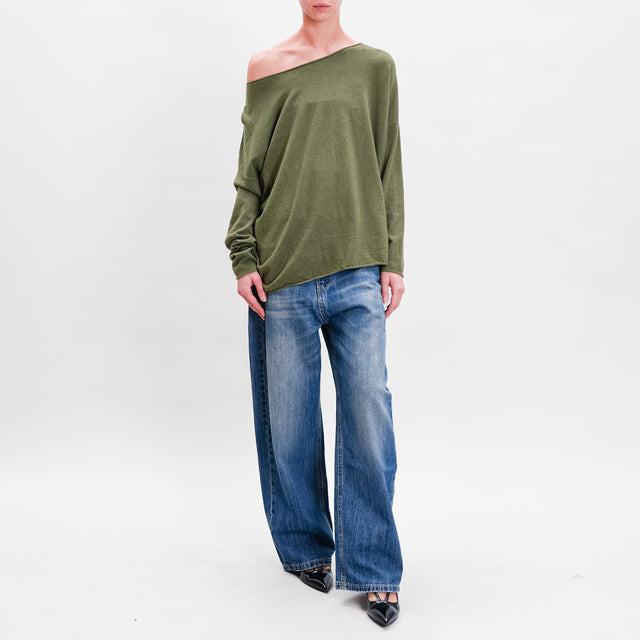 Zeroassoluto-Maglia stondata oversize - militare