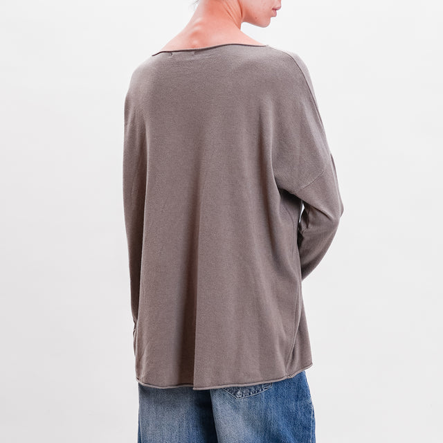 Zeroassoluto-Maglia stondata oversize - taupe