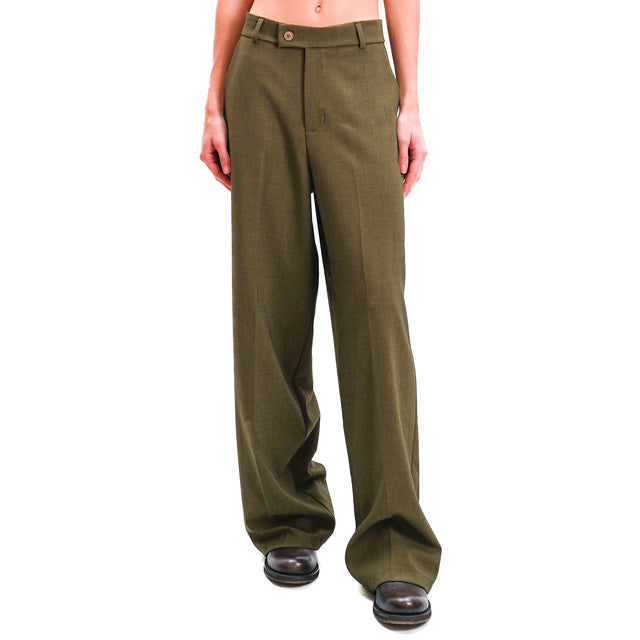 Zeroassoluto-GENDER wide leg genderless trousers - melange olive