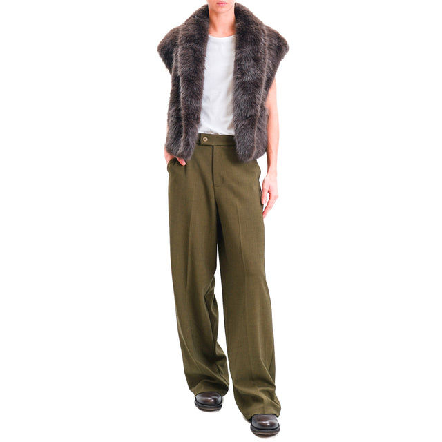 Zeroassoluto-GENDER wide leg genderless trousers - melange olive