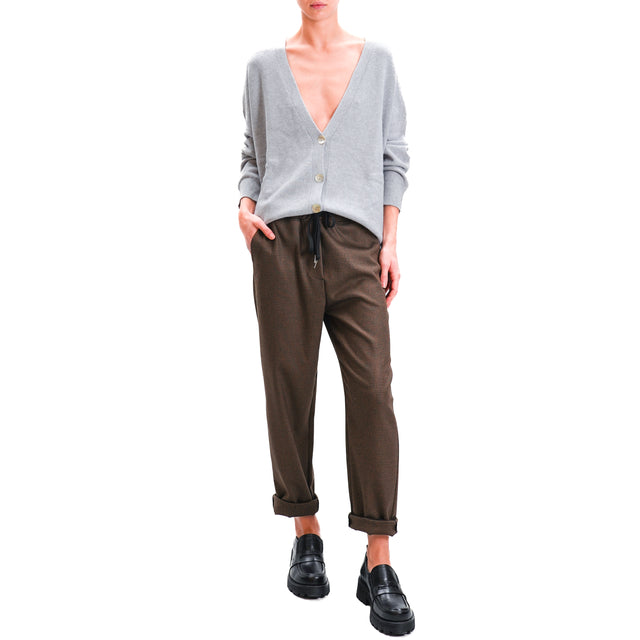 Zeroassoluto-GILDA baggy trousers with drawstring - pied de poule cigar/black